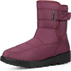 imageAllegra K Womens Pull on Adjustable Flat Snow Boots for WinterBurgundy