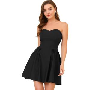imageAllegra K Womens Sexy Tube Strapless Dress Sweetheart Neckline Off Shoulder 2026 Cocktail Party Mini Short DressesBlack