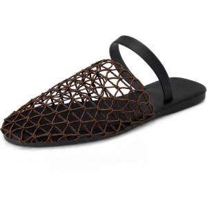 imageAllegra K Womens Slip on Mesh Flats Braided Slides SandalsDark Brown