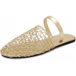 imageAllegra K Womens Slip on Mesh Flats Braided Slides SandalsGold
