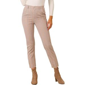 imageAllegra K Womens Work Dress Pants High Waisted Office Ankle PantsBrown Pink
