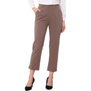 imageAllegra K Womens Work Dress Pants High Waisted Office Ankle PantsBrown Solid