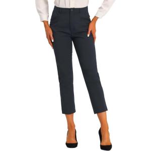 imageAllegra K Womens Work Dress Pants High Waisted Office Ankle PantsDark Blue Solid
