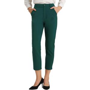 imageAllegra K Womens Work Dress Pants High Waisted Office Ankle PantsDark Green Solid