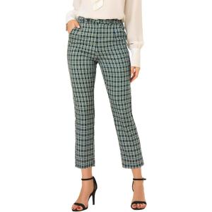 imageAllegra K Womens Work Dress Pants High Waisted Office Ankle PantsGreen