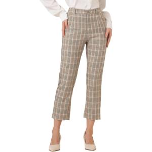 imageAllegra K Womens Work Dress Pants High Waisted Office Ankle PantsKhaki