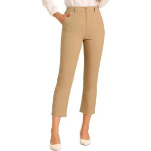 imageAllegra K Womens Work Dress Pants High Waisted Office Ankle PantsLight Khaki Solid
