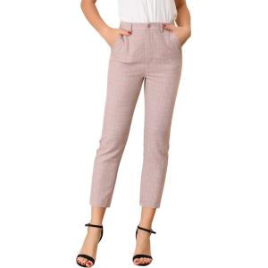 imageAllegra K Womens Work Dress Pants High Waisted Office Ankle PantsPink