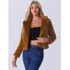 imageAllegra K Womens Cropped Fur Jacket Lapel Fluffy Cardigan Shrug 2026 Winter Short Faux Fur Coat OutfitsBrown
