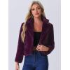 imageAllegra K Womens Cropped Fur Jacket Lapel Fluffy Cardigan Shrug 2026 Winter Short Faux Fur Coat OutfitsDeep Purple