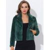 imageAllegra K Womens Cropped Fur Jacket Lapel Fluffy Cardigan Shrug 2026 Winter Short Faux Fur Coat OutfitsGreen