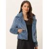 imageAllegra K Womens Cropped Fur Jacket Lapel Fluffy Cardigan Shrug 2026 Winter Short Faux Fur Coat OutfitsGrey Blue