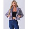 imageAllegra K Womens Cropped Fur Jacket Lapel Fluffy Cardigan Shrug 2026 Winter Short Faux Fur Coat OutfitsGrey Purple