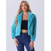 imageAllegra K Womens Cropped Fur Jacket Lapel Fluffy Cardigan Shrug 2026 Winter Short Faux Fur Coat OutfitsPeacock Blue