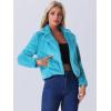 imageAllegra K Womens Cropped Fur Jacket Lapel Fluffy Cardigan Shrug 2026 Winter Short Faux Fur Coat OutfitsPeacock Blue