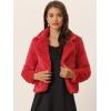 imageAllegra K Womens Cropped Fur Jacket Lapel Fluffy Cardigan Shrug 2026 Winter Short Faux Fur Coat OutfitsRed