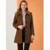 imageAllegra K Womens Pea Coat Single Breasted Long Sleeve Warm Casual Overcoat with Pockets Winter OutwearBrown