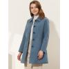 imageAllegra K Womens Pea Coat Single Breasted Long Sleeve Warm Casual Overcoat with Pockets Winter OutwearGrey Blue