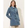 imageAllegra K Womens Pea Coat Single Breasted Long Sleeve Warm Casual Overcoat with Pockets Winter OutwearGrey Blue
