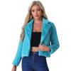 imageAllegra K Womens Cropped Fur Jacket Lapel Fluffy Cardigan Shrug 2026 Winter Short Faux Fur Coat OutfitsPeacock Blue