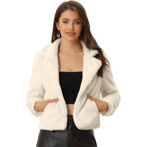imageAllegra K Womens Cropped Fur Jacket Lapel Fluffy Cardigan Shrug 2026 Winter Short Faux Fur Coat OutfitsApricot