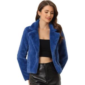 imageAllegra K Womens Cropped Fur Jacket Lapel Fluffy Cardigan Shrug 2026 Winter Short Faux Fur Coat OutfitsRoyal Blue