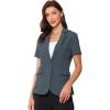 imageAllegra K Womens 1 Button Blazer Jacket Office Business Short Sleeve BlazerDark Gray