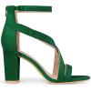 imageAllegra K Womens Crisscross Ankle Strap Chunky Heel Green Sandals 9 m US