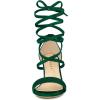 imageAllegra K Womens Faux Velvet Lace Up Chunky Dark Green Heel Strappy Sandals 85 m US