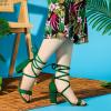 imageAllegra K Womens Faux Velvet Lace Up Chunky Dark Green Heel Strappy Sandals 85 m US