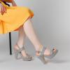 imageAllegra K Womens Platform Heels Houndstooth Plaid Print Chunky Heel SandalsBlack