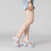 imageAllegra K Womens Platform Heels Houndstooth Plaid Print Chunky Heel SandalsLight Blue