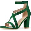 imageAllegra K Womens Crisscross Ankle Strap Chunky Heel Green Sandals 9 m US