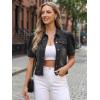 imageAllegra K Casual Jean Jacket for Womens Short Puff Sleeves ButtonDown Denim JacketBlack