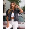 imageAllegra K Casual Jean Jacket for Womens Short Puff Sleeves ButtonDown Denim JacketBlack