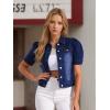 imageAllegra K Casual Jean Jacket for Womens Short Puff Sleeves ButtonDown Denim JacketBlack Blue
