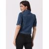 imageAllegra K Casual Jean Jacket for Womens Short Puff Sleeves ButtonDown Denim JacketBlue