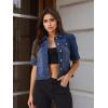 imageAllegra K Casual Jean Jacket for Womens Short Puff Sleeves ButtonDown Denim JacketDark Blue