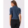 imageAllegra K Casual Jean Jacket for Womens Short Puff Sleeves ButtonDown Denim JacketDark Blue