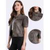 imageAllegra K Casual Jean Jacket for Womens Short Puff Sleeves ButtonDown Denim JacketGrey