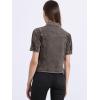imageAllegra K Casual Jean Jacket for Womens Short Puff Sleeves ButtonDown Denim JacketGrey