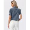 imageAllegra K Casual Jean Jacket for Womens Short Puff Sleeves ButtonDown Denim JacketGrey Blue