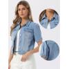 imageAllegra K Casual Jean Jacket for Womens Short Puff Sleeves ButtonDown Denim JacketLight Blue