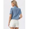 imageAllegra K Casual Jean Jacket for Womens Short Puff Sleeves ButtonDown Denim JacketLight Blue
