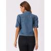 imageAllegra K Casual Jean Jacket for Womens Short Puff Sleeves ButtonDown Denim JacketMedium Blue
