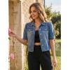 imageAllegra K Casual Jean Jacket for Womens Short Puff Sleeves ButtonDown Denim JacketMedium Blue