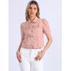 imageAllegra K Casual Jean Jacket for Womens Short Puff Sleeves ButtonDown Denim JacketPink