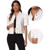imageAllegra K Casual Jean Jacket for Womens Short Puff Sleeves ButtonDown Denim JacketWhite