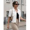 imageAllegra K Casual Jean Jacket for Womens Short Puff Sleeves ButtonDown Denim JacketWhite