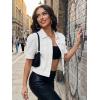 imageAllegra K Casual Jean Jacket for Womens Short Puff Sleeves ButtonDown Denim JacketWhite